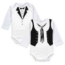 One-Pieces Baby Boy Gentleman Romper White Long Sleeve Baby Winter Overalls